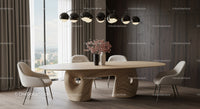 Modern Wooden Dining Table with Elegant Chairs and City View