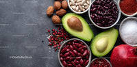 Fresh Ingredient Variety with Avocado and Beans in a Rustic Setting