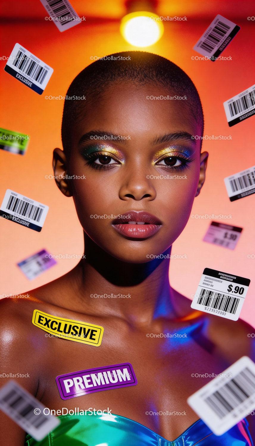Confident woman with vivid eyeshadow and glowing skin