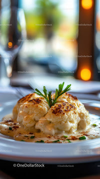 Creamy Cauliflower Steak with Herb Garnish