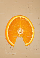Fresh juicy orange slice dripping with water droplets