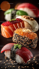 Colorful Assorted Sushi Platter with Fresh Seafood and Gourmet Presentation