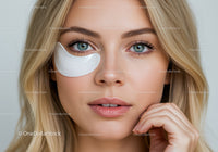 Close-up of Beautiful Blonde Woman with Blue Eyes Wearing Eye Patch