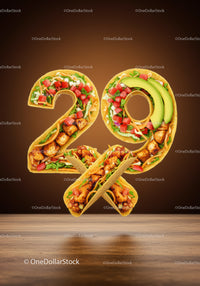 Creative Tacos Forming Percentage Symbol with Fresh Ingredients