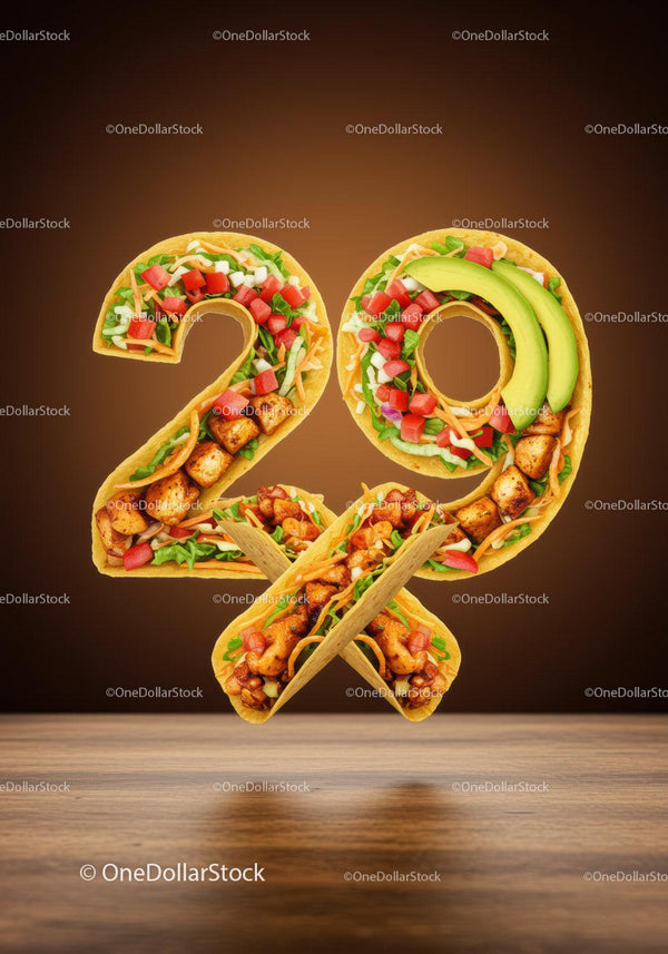 Creative Tacos Forming Percentage Symbol with Fresh Ingredients