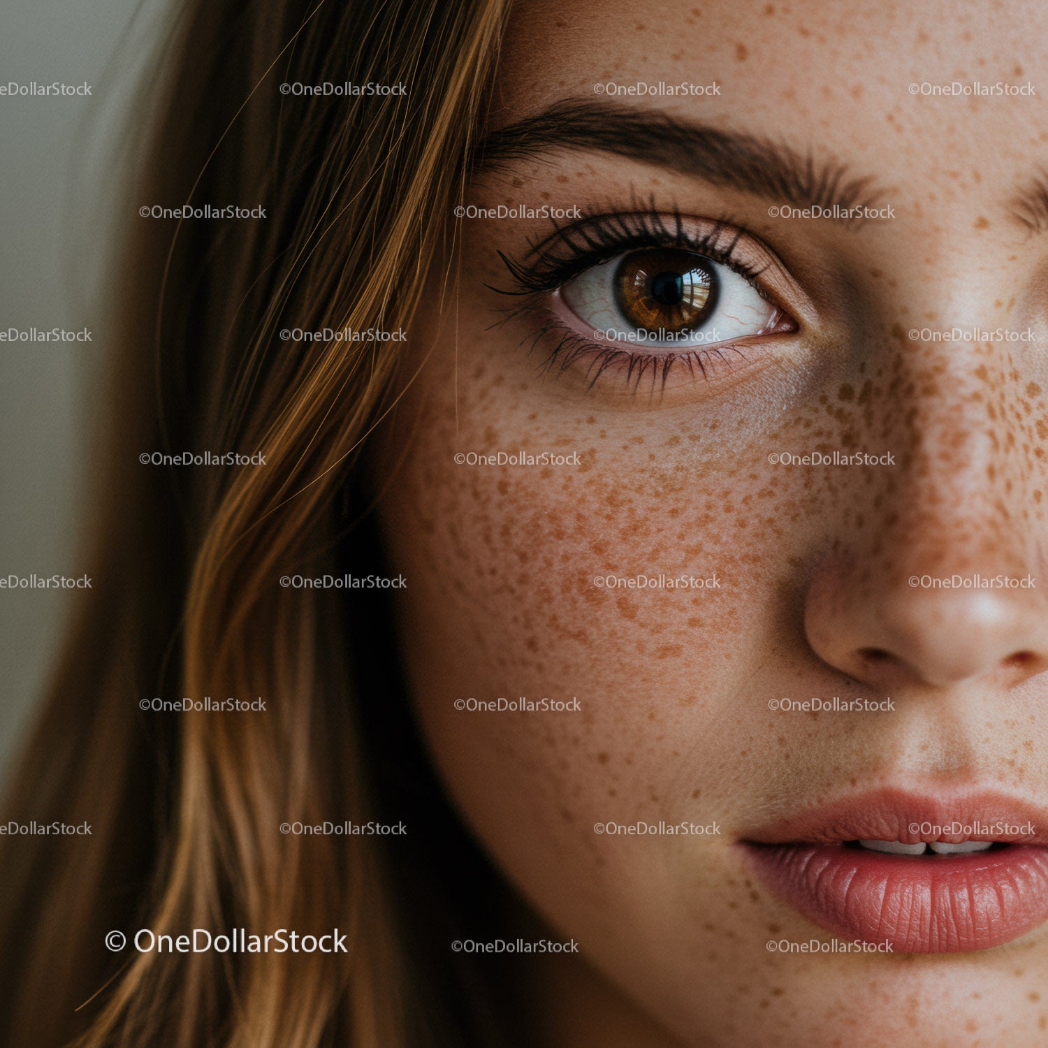 Close Up of Brown Eyes with Freckles and Natural Beauty