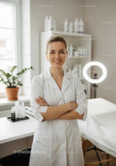 Smiling Female Healthcare Professional in Modern Medical Clinic