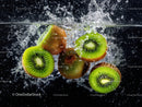Fresh Kiwi Slices Splash in Water with Dynamic Motion