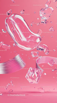 Pink Abstract Glass Art with Shards and Fragments for Creative Design