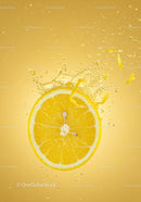 Fresh lemon slice splashing in water with zest