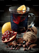 Mulled Wine with Spices and Citrus in Rustic Setting