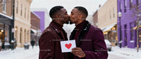 Romantic LGBTQ Couple Sharing a Tender Kiss Outdoors