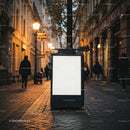 Empty City Street Lightbox Illuminated at Dusk