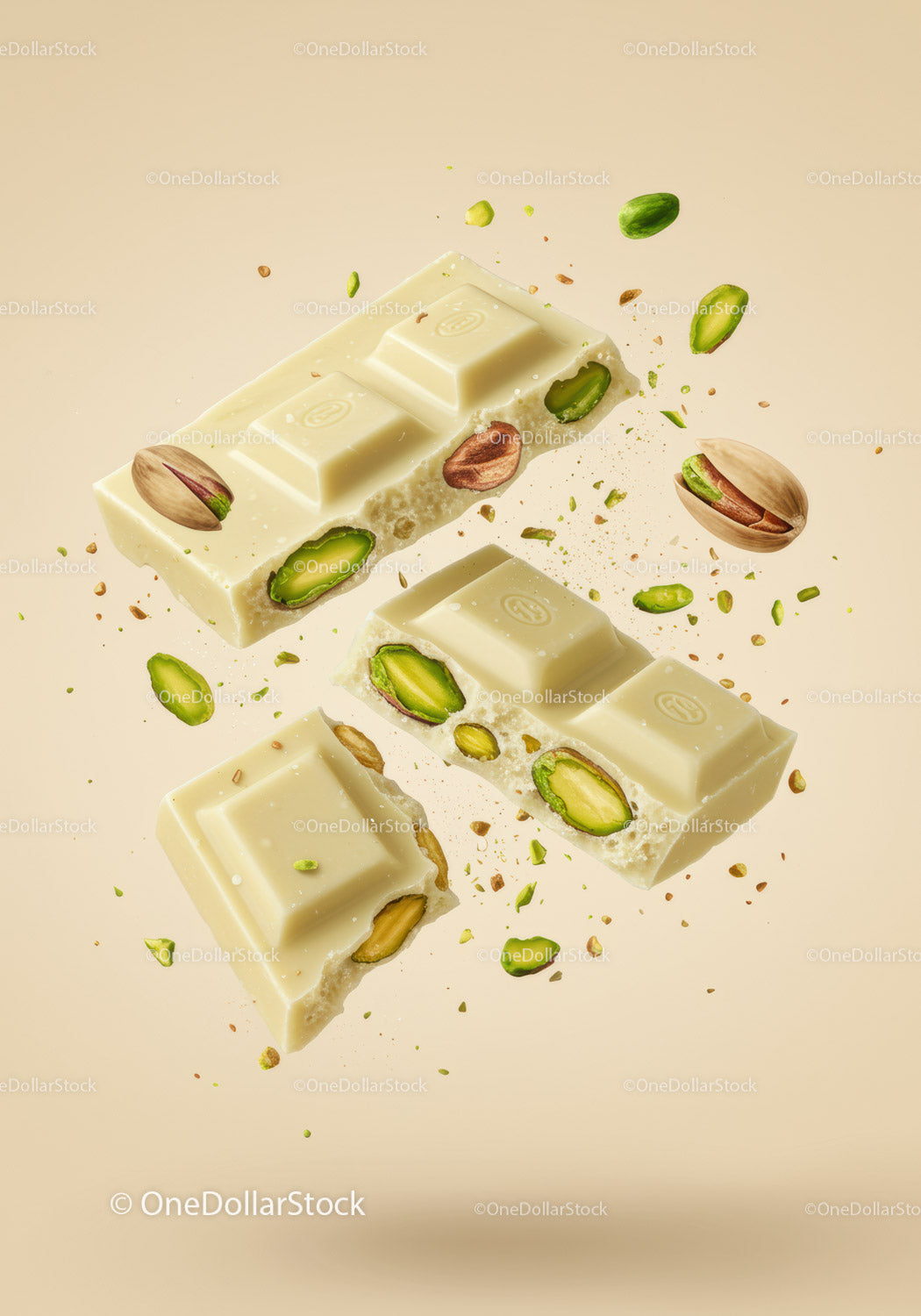 White Chocolate Bar with Crunchy Pistachios Pieces