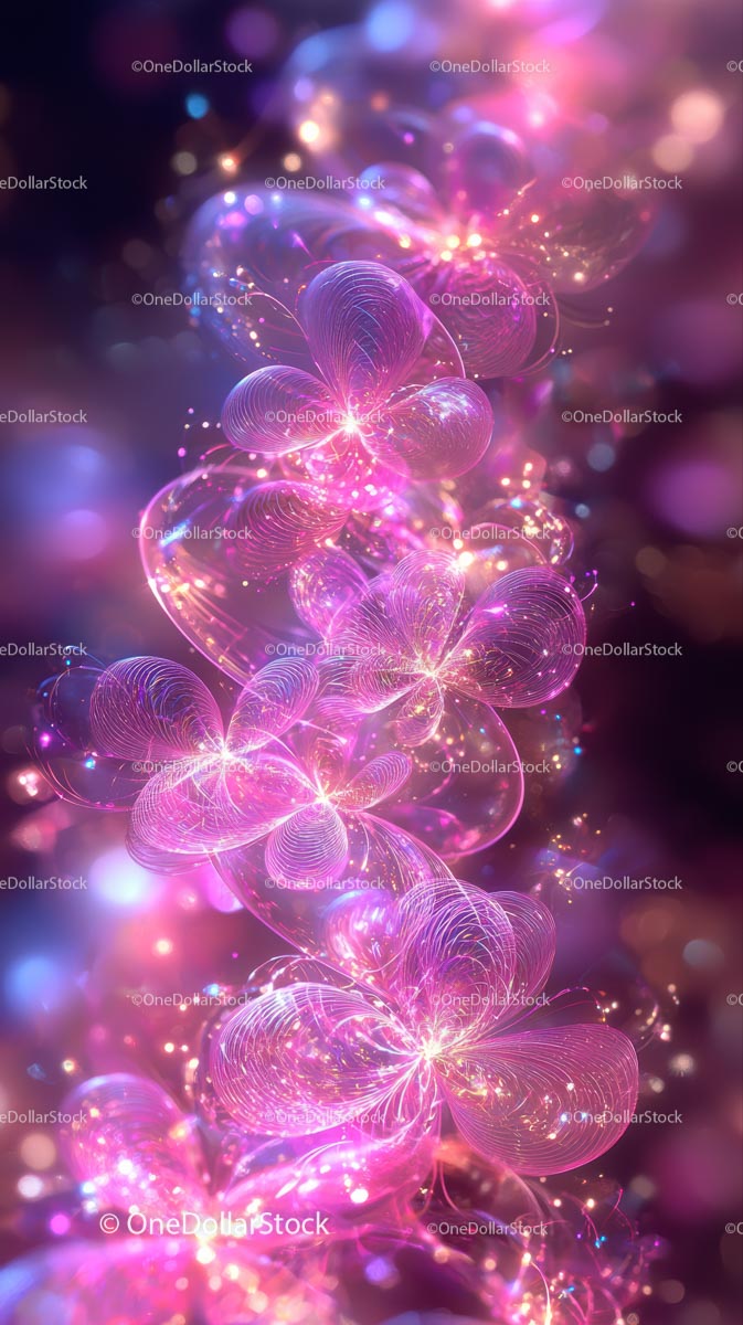 Colorful Neon Light Effect with Glowing Particles and Abstract Shapes