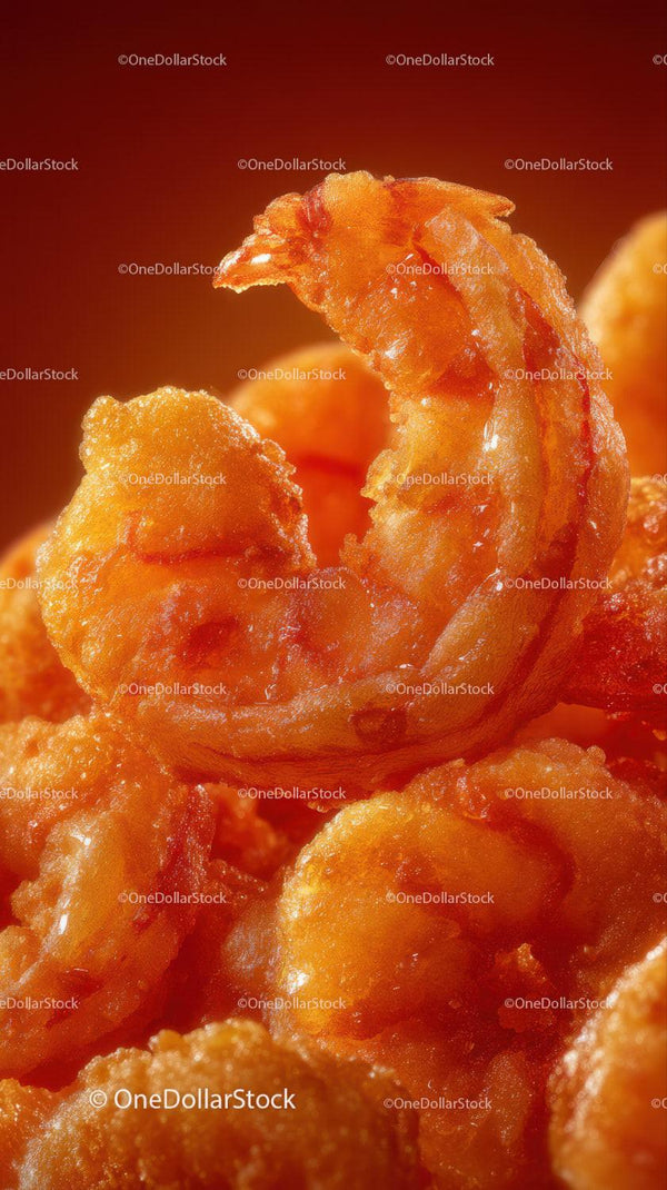 Close-Up of Crispy Golden Fried Shrimp with Crunchy Batter