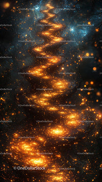 Mystical Cosmic Spiral with Glowing Stars in Deep Space