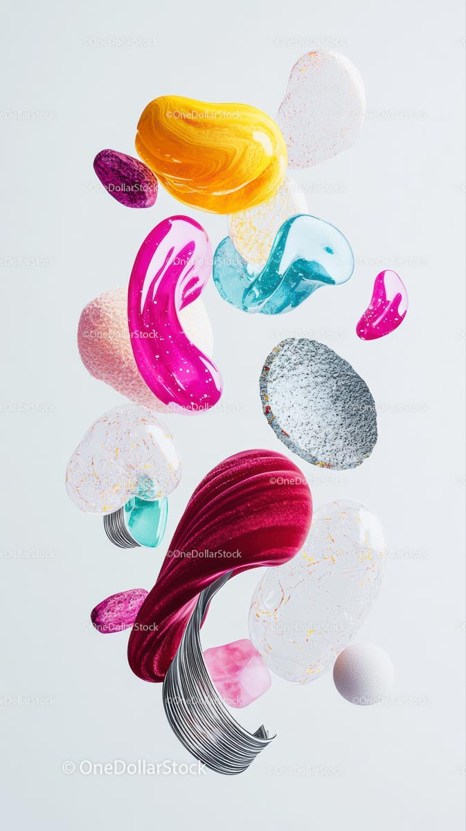 Colorful Abstract Fluid Shapes in Bright Modern Artistic Composition