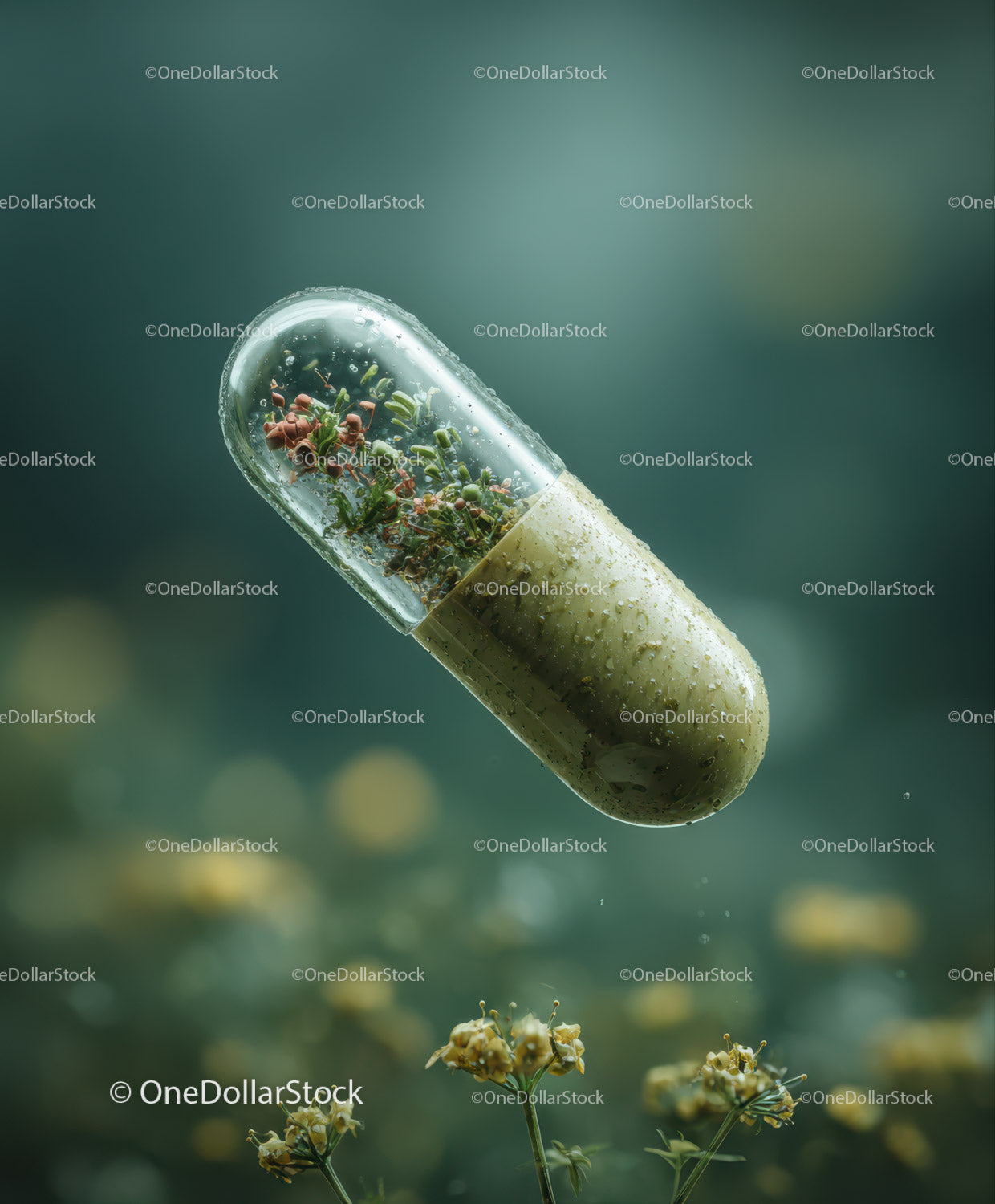 Herbal Capsule with Miniature Garden Inside for Natural Wellness