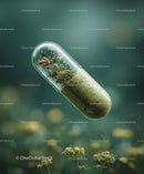 Herbal Capsule with Miniature Garden Inside for Natural Wellness