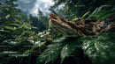 Crocodile Peeking Through Dense Jungle Foliage in Wild Nature