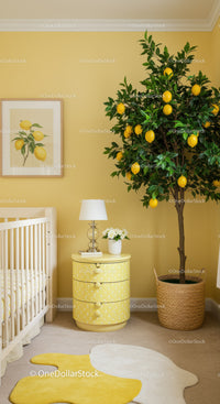 Fresh Lemon Theme Nursery with Cheerful Yellow and White Decor