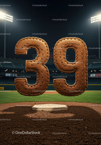 Leather Styled Number Thirty Nine on Baseball Field