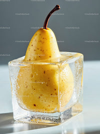 Yellow Pear Frozen Inside Clear Ice Cube