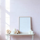 Minimalist table with candles and crumpled paper decor JPG Mockup Image preview