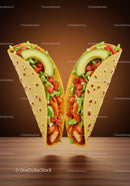 Two Soft Tacos Filled with Chicken and Fresh Vegetables