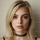 Close-up Portrait of a Young Woman with Blonde Hair and Green Eyes