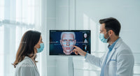 Medical Professionals Discuss Facial Analysis Using Digital Screen in Clinic