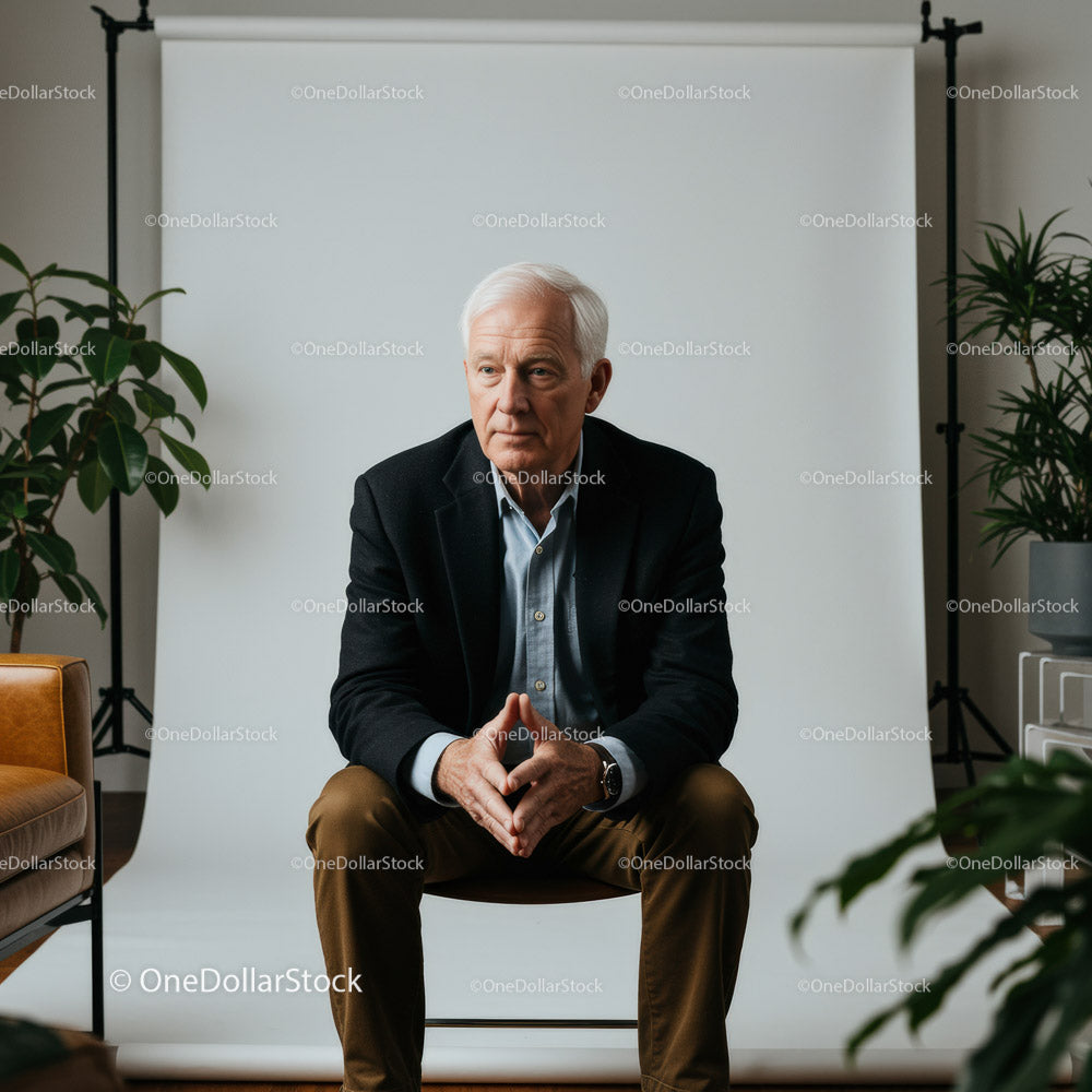 Confident Senior Man in Professional Portrait Setting