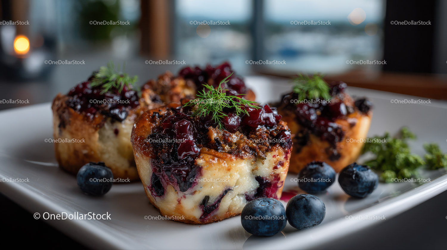Berry Topped Cheesecake with Blueberries and Fresh Garnish