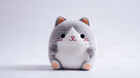 Cute Plush Cat Toy with Large Black Eyes and Pink Nose