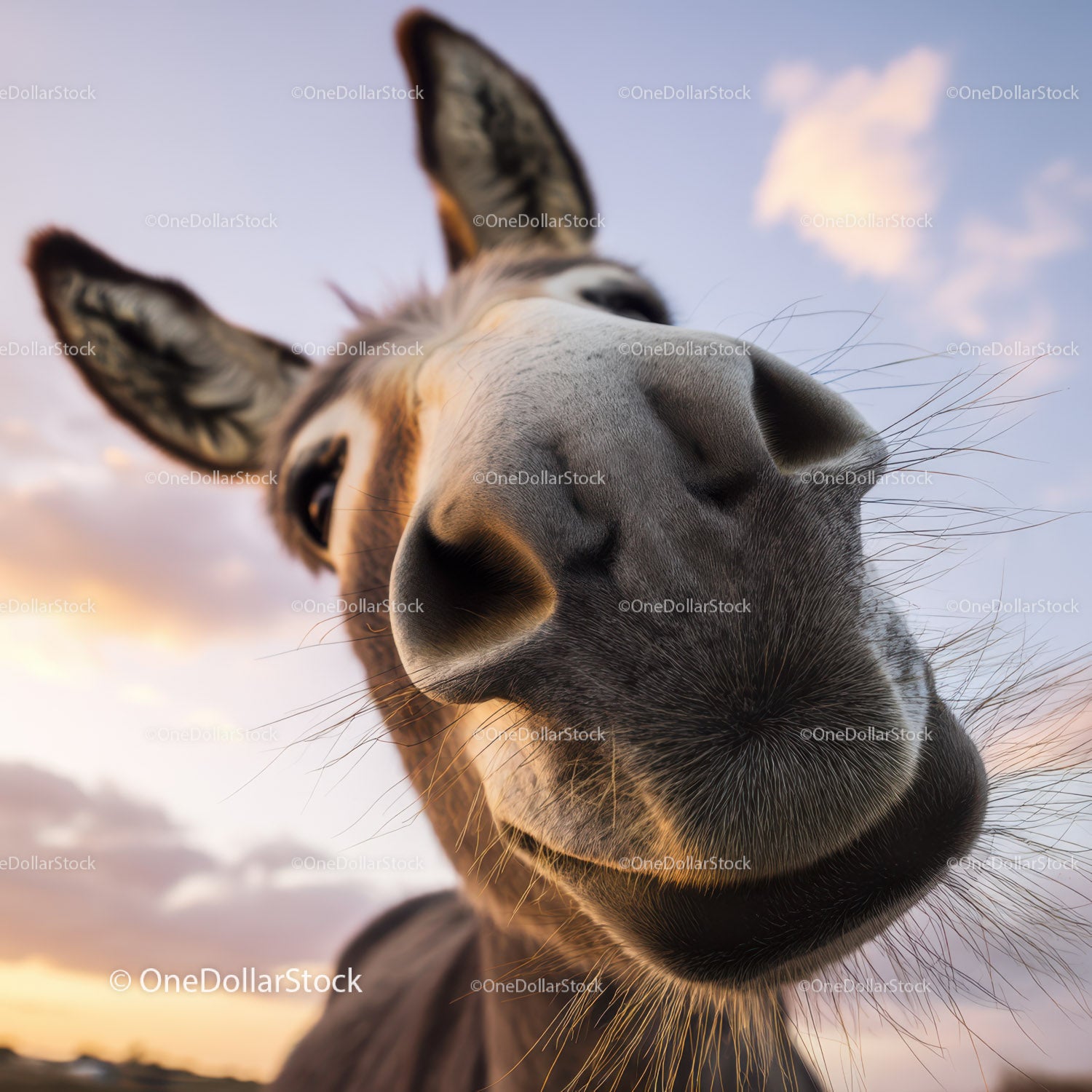 Close-Up of Playful Donkey with Expressive Eyes and Fluffy Mane