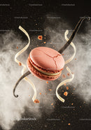 Pink Macaron with Vanilla Bean and Cream Swirls