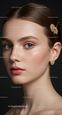 Elegant Woman with Jewelry and Fashion Accessories in Luxury Portrait