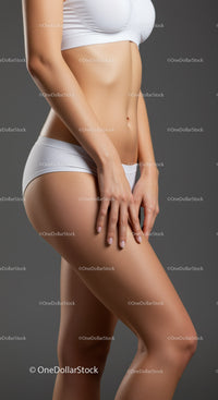 Toned Female Body with Abs in White Sportswear
