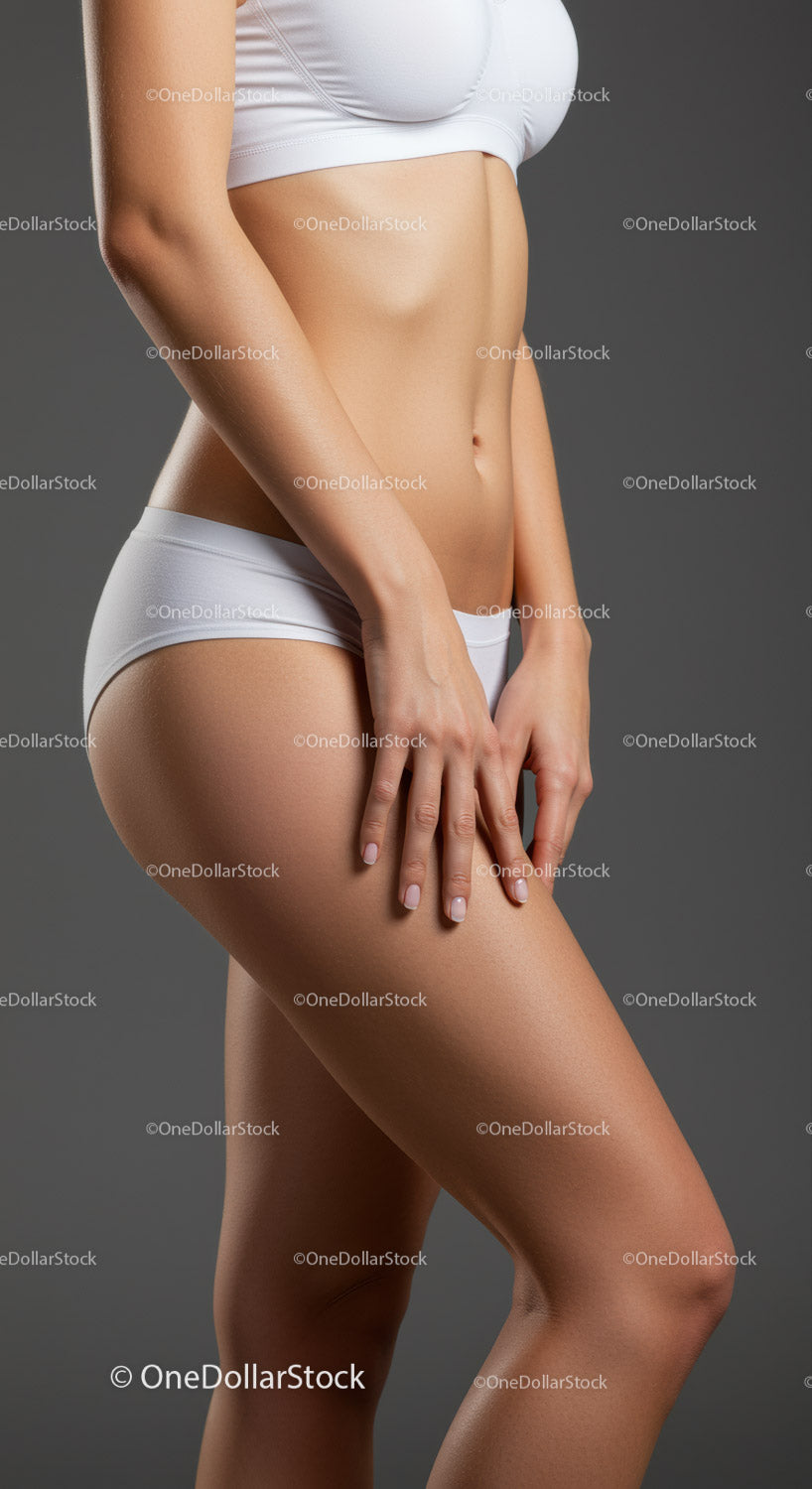 Toned Female Body with Abs in White Sportswear