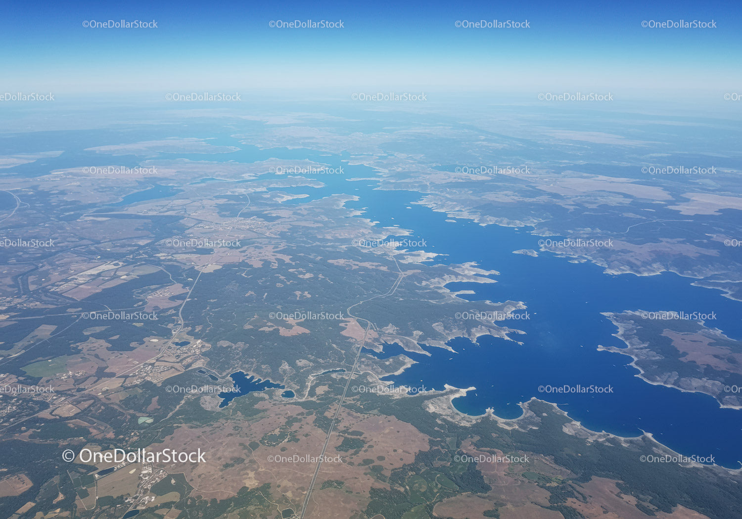 Aerial View of Lakes and Forests in a Scenic Landscape