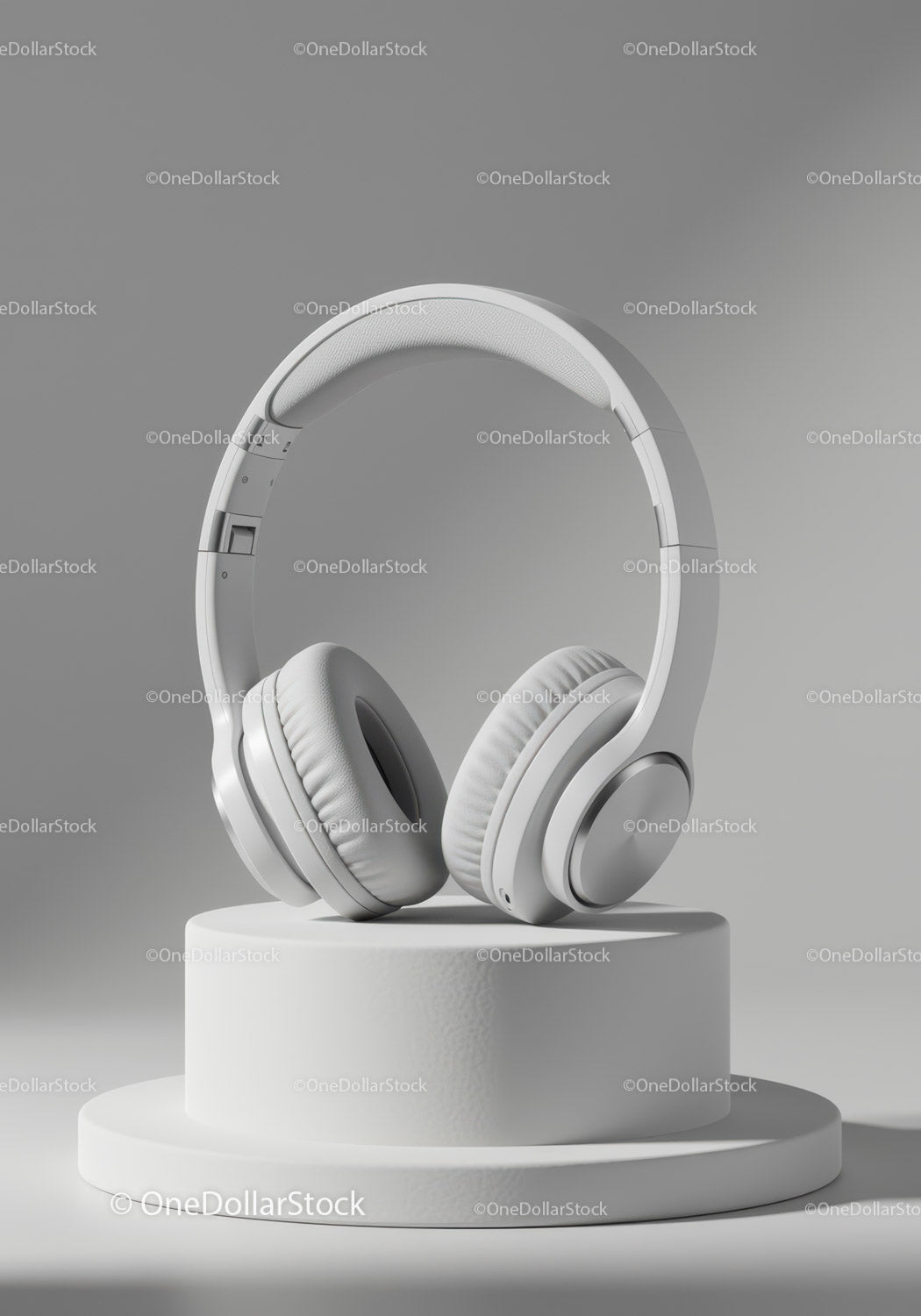 White Wireless Headphones on Display Stand in Modern Setting
