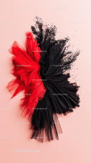 Creative Red and Black Tulle Dress with Fabric Explosion
