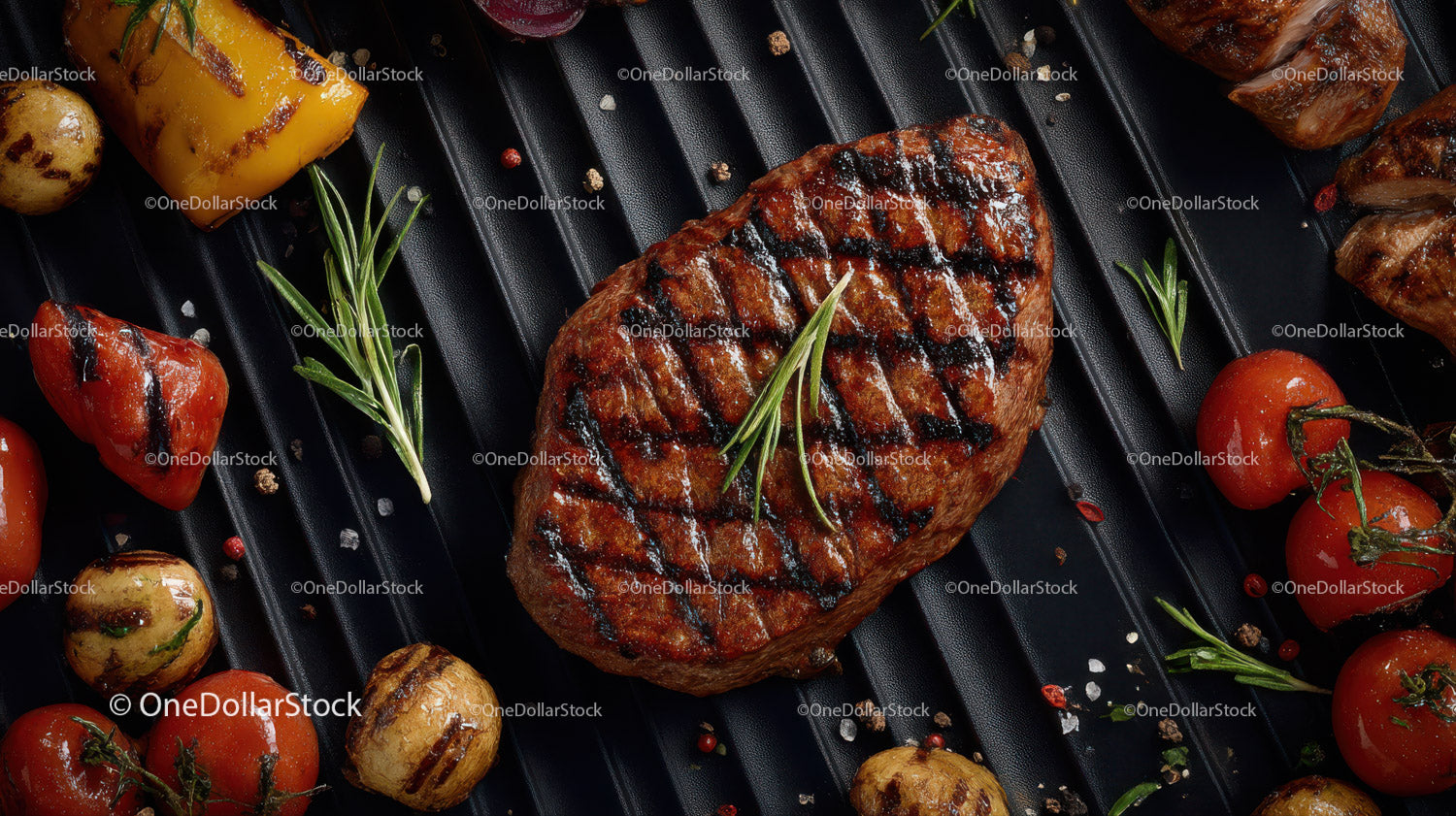 Juicy Grilled Steak with Cherry Tomatoes and Roasted Vegetables