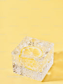 Refreshing Lemon Slice Frozen in Clear Ice Cube
