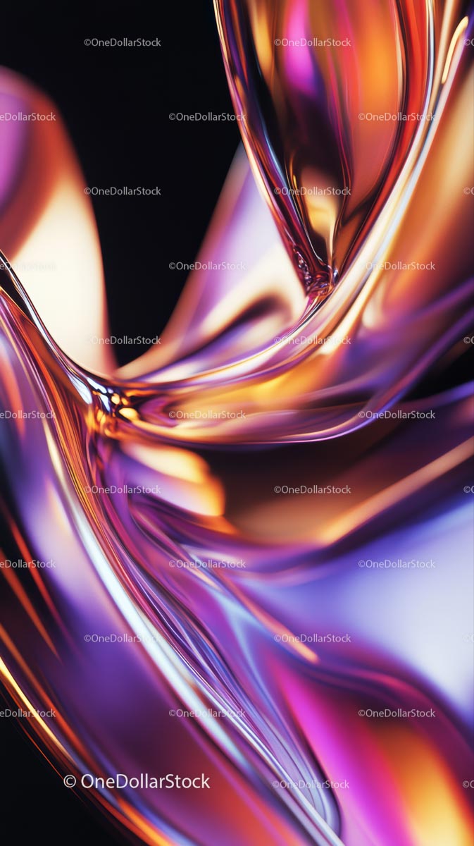 Abstract Multicolored Metallic Swirls Dynamic Digital Art