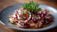 Fresh Fish Ceviche with Red Onion and Lime Garnish