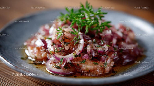 Fresh Fish Ceviche with Red Onion and Lime Garnish