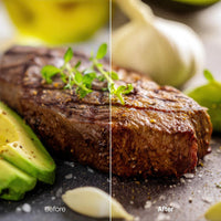 Before and after Food Photography Lightroom preset edit