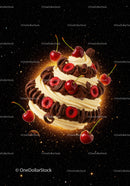 Whipped Cream and Chocolate Cherry Dessert in Space